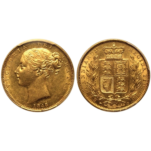 66 - MS61  | UNITED KINGDOM. Victoria, 1837-1901. Gold Sovereign, 1848. London. Second young head of Vict... 