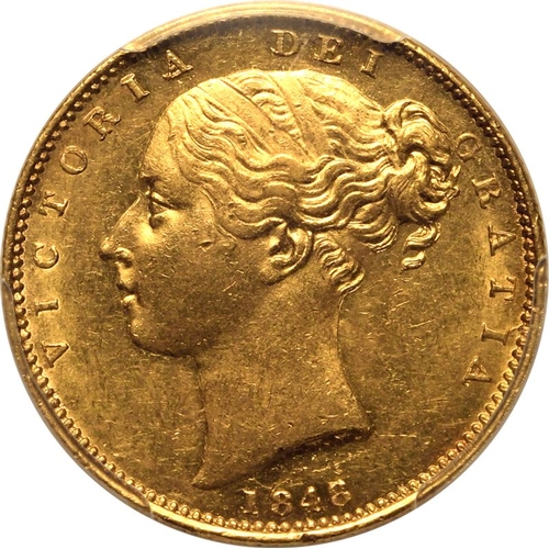 66 - MS61  | UNITED KINGDOM. Victoria, 1837-1901. Gold Sovereign, 1848. London. Second young head of Vict... 