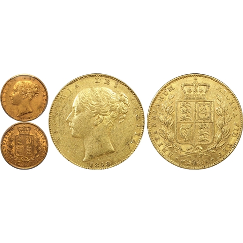 67 - AU55  | UNITED KINGDOM. Victoria, 1837-1901. Gold Sovereign, 1848. London. Small head. First, smalle... 