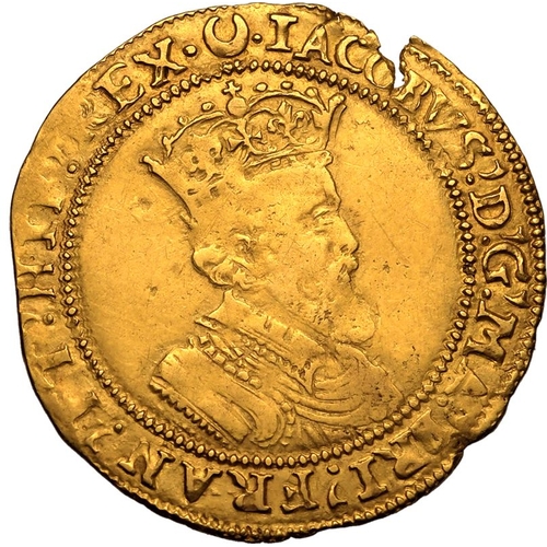 7 - Very fine | ENGLAND. James I, 1603-25. Gold Double-crown, ND (1617-1618). mm Crescent 72b. Fifth cro... 