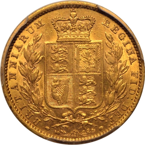 70 - AU55  | UNITED KINGDOM. Victoria, 1837-1901. Gold Sovereign, 1850. London. Inverted A for V. Second ... 