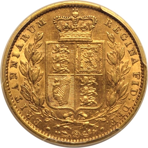 71 - AU53  | UNITED KINGDOM. Victoria, 1837-1901. Gold Sovereign, 1852. London. 1 over inverted 1. Second... 