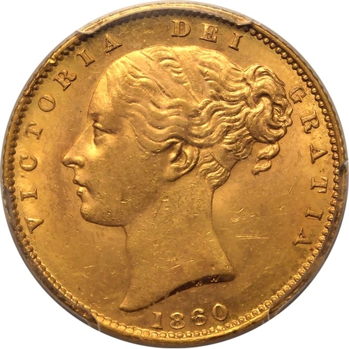 78 - MS62  | UNITED KINGDOM. Victoria, 1837-1901. Gold Sovereign, 1860. London. Second young head of Vict... 