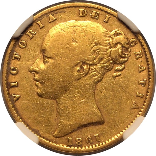 80 - VF 20 | UNITED KINGDOM. Victoria, 1837-1901. Gold Sovereign, 1861. London. 1/1 and E/E. It is very r... 