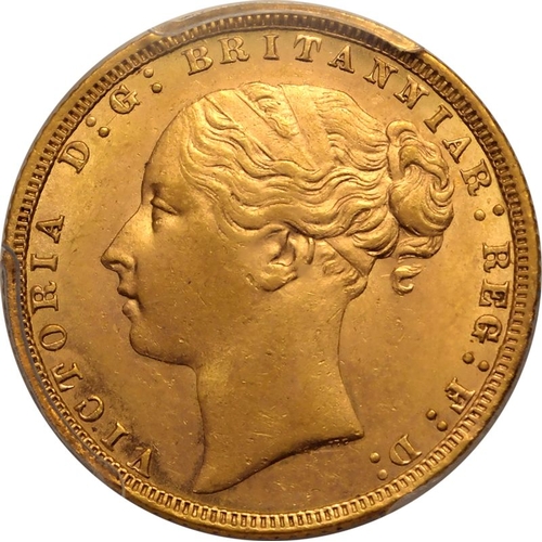 83 - MS62  | UNITED KINGDOM. Victoria, 1837-1901. Gold Sovereign, 1871. London. Small BP. Young head of V... 