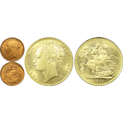 83 - MS62  | UNITED KINGDOM. Victoria, 1837-1901. Gold Sovereign, 1871. London. Small BP. Young head of V... 