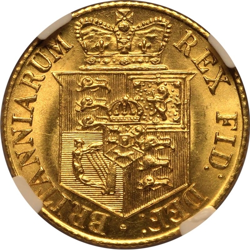 91 - MS 63+ | UNITED KINGDOM. George III, 1760-1820. Gold Half-Sovereign, 1818. London. Laureate head rig... 