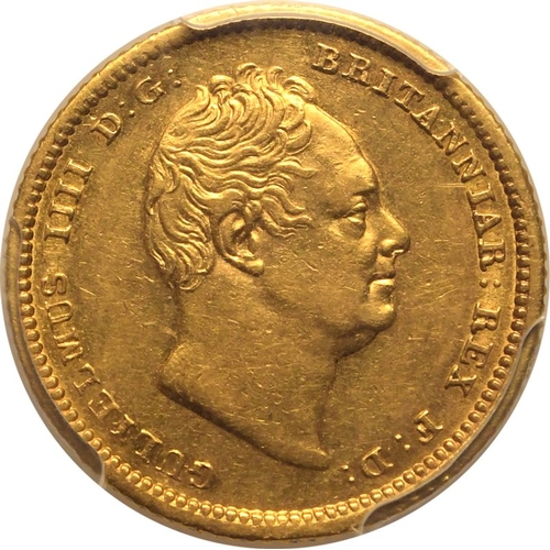 94 - AU55  | UNITED KINGDOM. William IV, 1830-37. Gold Half-Sovereign, 1837. London. Bare head right; GUL... 