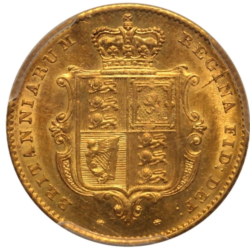 95 - AU58  | UNITED KINGDOM. Victoria, 1837-1901. Gold Half-Sovereign, 1842. London. First small young he... 