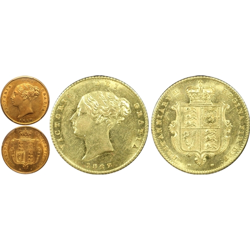 95 - AU58  | UNITED KINGDOM. Victoria, 1837-1901. Gold Half-Sovereign, 1842. London. First small young he... 