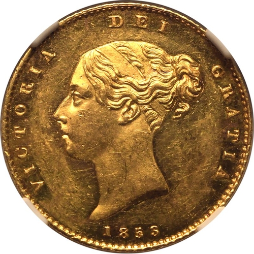 96 - PF 61 | UNITED KINGDOM. Victoria, 1837-1901. Gold Half-Sovereign, 1853. London. Proof Small date. Fi... 