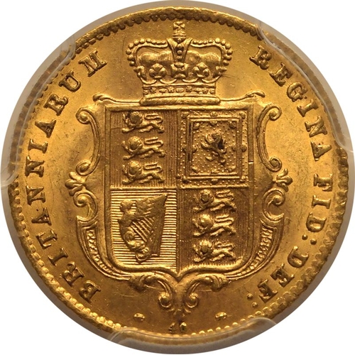 97 - MS63  | UNITED KINGDOM. Victoria, 1837-1901. Gold Half-Sovereign, 1865. London. Second young head of... 