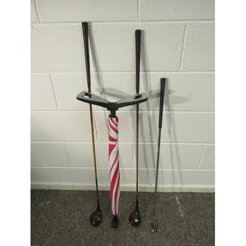 Two vintage Hickory shafted wooden golf clubs together with a 'Bronty ...