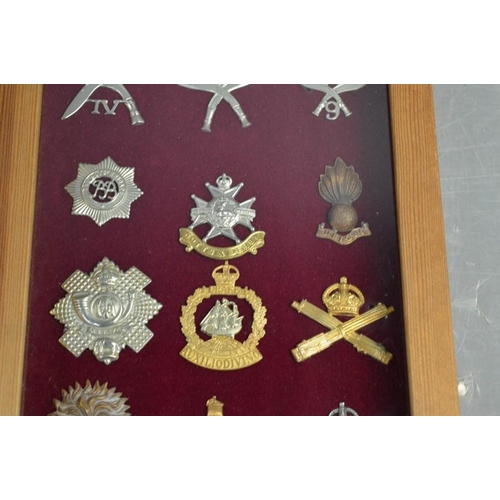 30 - Two framed sets of cap badges.