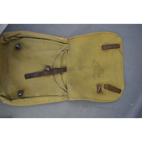 34 - A German WWI  Bread bag with effects of WWII German solider with photos and letters, knife and fork ... 