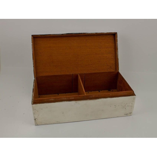 14 - A silver cigarette box, cedar wood lining, worn Chester hallmarks, 15.81toz total.