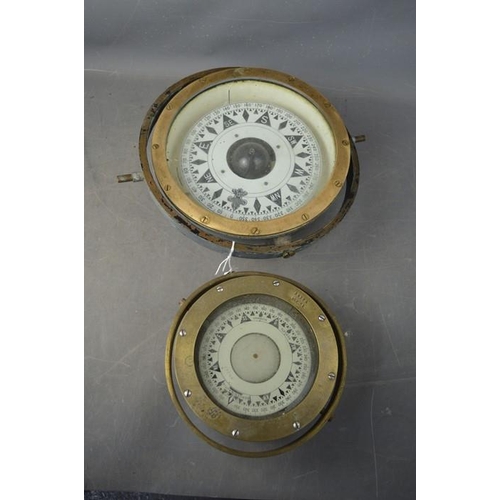 309 - A pair of WW2 era German Naval compasses reputedly from a German U-boat - The small brass compass is... 