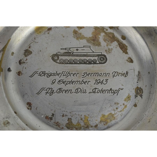 310 - A silverplate presentation tray to SS Brigadefuhrer Germann Brieb Panzer grenadier division 9th Sept... 