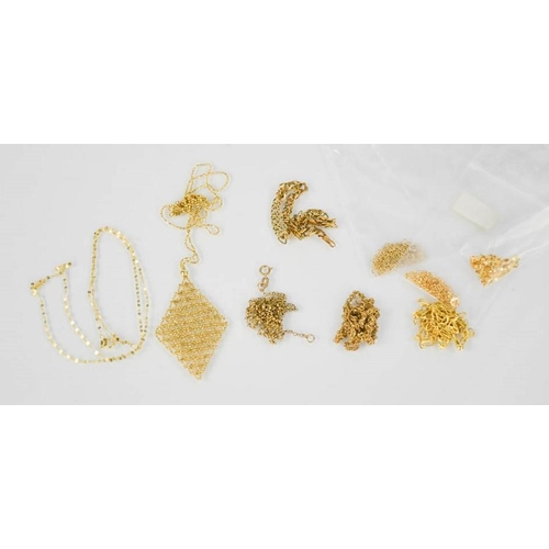 113 - A group of nine 9ct gold necklaces of various size and form, 14g.