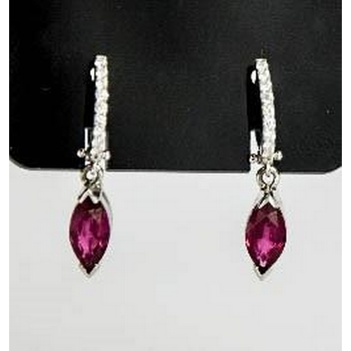 88 - A pair of 18ct white gold sapphire and diamond earrings, the sapphire approximately 1.40ct, the diam... 