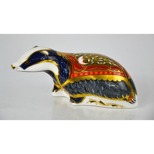 49 - A Royal Crown Derby Moonlight Badger, 16cm long, with box.