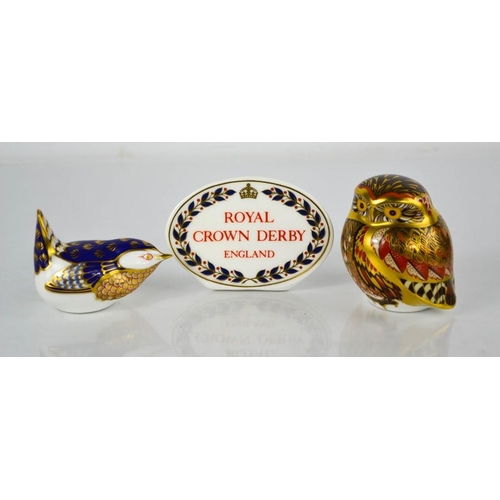 50 - A Royal Crown Derby plaque LV,  bird, and Athena Owl limited edition of 750, with box.