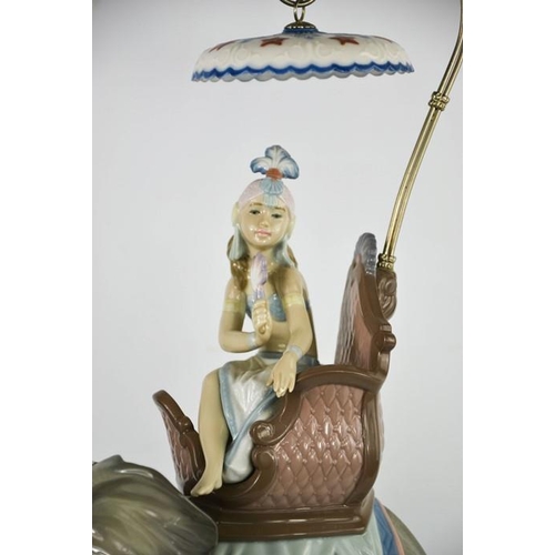 86 - A large Lladro porcelain group titled Indian Princess; elephant and rider under a parasol canopy, sc... 