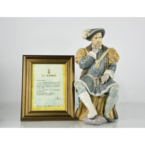 96 - A large Lladro porcelain limited edition model of Henry VIII with his leg in bandages, after the des... 