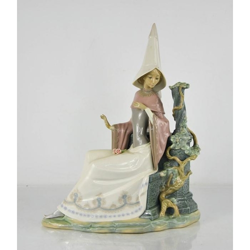 97 - A Lladro porcelain Medieval Lady, 37cm high.