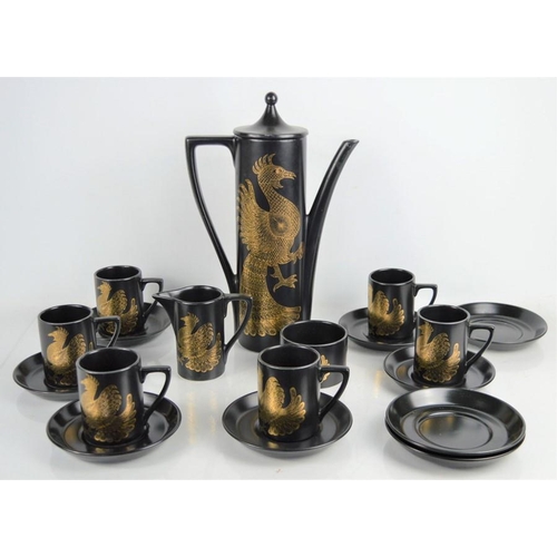 110 - A Portmeirion pottery Phoenix pattern coffee set by John Cuffley