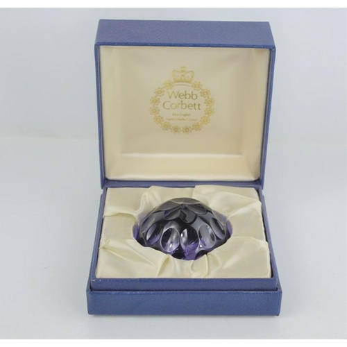 122 - A Webb Corbett amethyst facet cut paperweight in original box