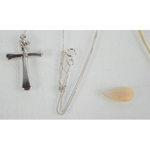 150 - A 9ct white gold necklace and crucifix pendant together with a 9ct opal pendant and necklace and a l... 