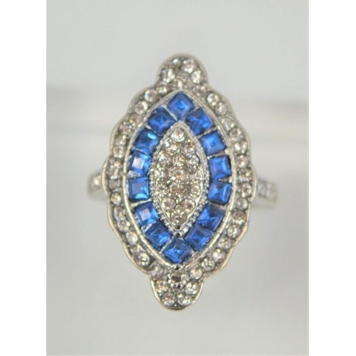 163 - A blue kite gemstone Art Deco style dress ring, size L, 6.8g