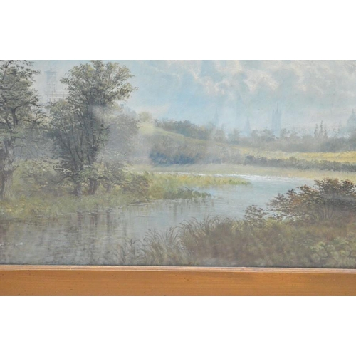 492 - John Anderton [20th century]: view of London from Wimbledon common, oil on canvas, 90cm by 58cm