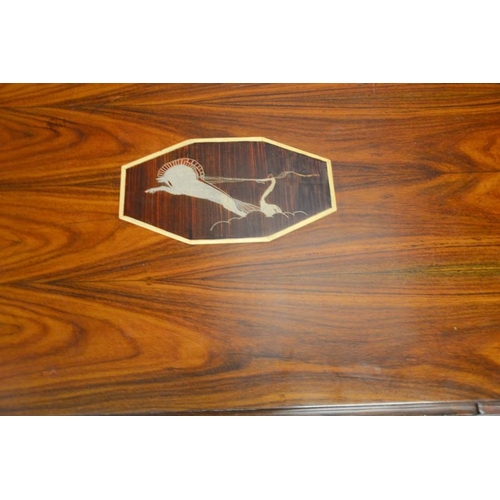 103 - Jacques Emile Ruhlmann style rosewood sideboard, the top inlaid with figure and horse, the break fro... 