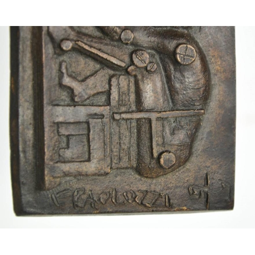 16 - Eduardo Paolozzi (1924-2005) Newton (After Blake) bronze plaque with original presentation box 7cms ... 