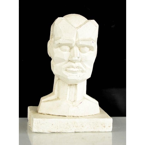 18 - Eduardo Paolozzi (1924-2005) plaster head with personal inscription to the base. 15cms tall