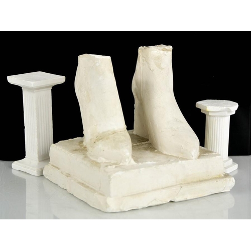 19 - Eduardo Paolozzi (1924-2005): two plaster columns and a pair of feet A/F. Feet 12cms tall to include... 