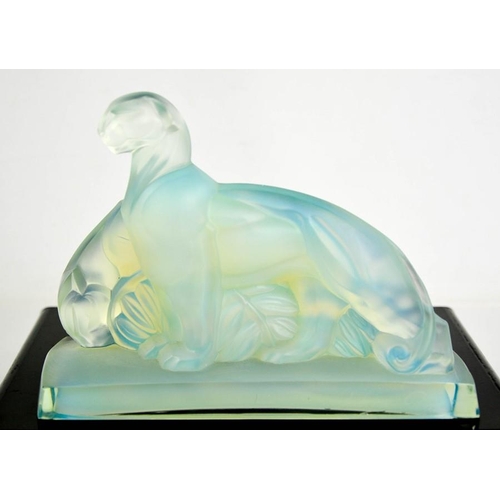 23 - A Sabino Art glass opalescent panther group. 15.5cms tall