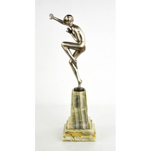 3 - Josef Lorenzl (1892-1950): an Art Deco dancing lady, with gloss silver patination, signed to the bas... 