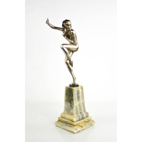 3 - Josef Lorenzl (1892-1950): an Art Deco dancing lady, with gloss silver patination, signed to the bas... 