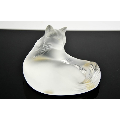 36 - A Rene Lalique glass seated cat, 6cms tall