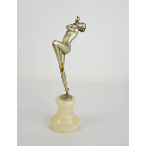 4 - Josef Lorenzl (1892-1950): Flute Player, Art Deco figurine circa 1930, matt silver patination, raise... 