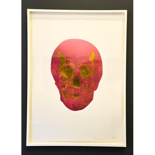 55 - Damien Hirst, foil block print on white, limited edition 10/15, skull, signed by the artist in penci... 