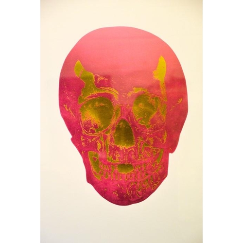 55 - Damien Hirst, foil block print on white, limited edition 10/15, skull, signed by the artist in penci... 