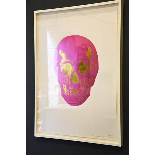 55 - Damien Hirst, foil block print on white, limited edition 10/15, skull, signed by the artist in penci... 