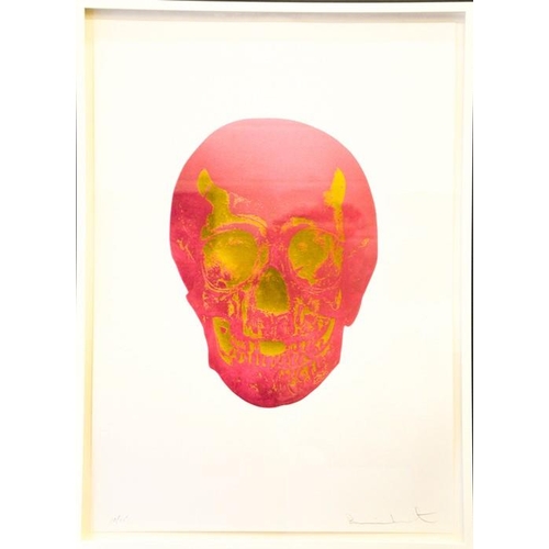 55 - Damien Hirst, foil block print on white, limited edition 10/15, skull, signed by the artist in penci... 