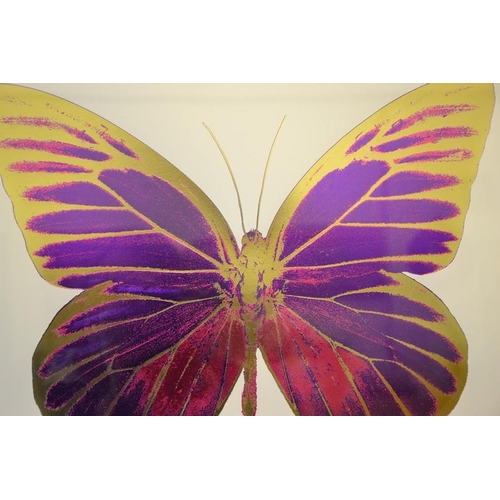 57 - Damien Hirst, foil block print on white, limited edition 5/15, butterfly, signed by the artist in pe... 