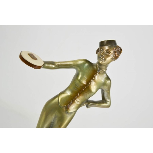 6 - Josef Lorenzl (1892-1950): Waitress, Art Deco figurine circa 1930, with gloss metallic patination, r... 