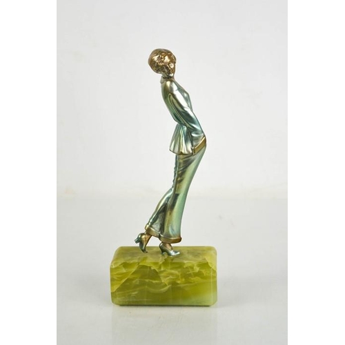 7 - Josef Lorenzl (1892-1950): Pyjama Girl, Art Deco bronze figurine circa 1930, silver patination with ... 